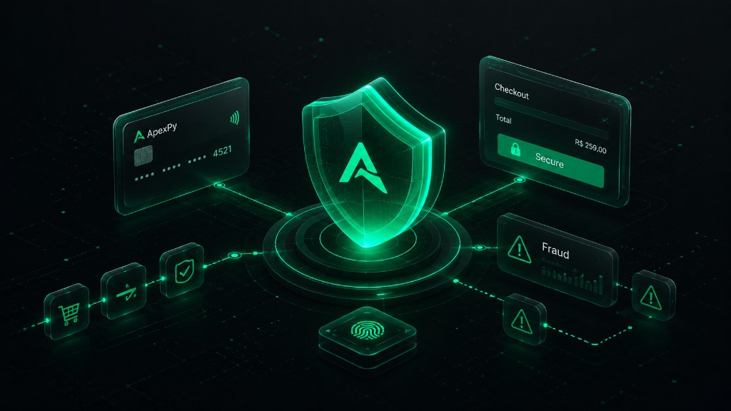 Escudo de antifraude protegendo transações digitais