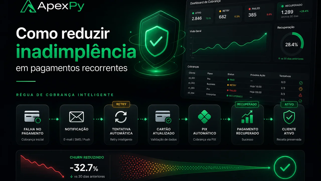 Régua de cobrança com retry e recuperação de pagamentos recorrentes